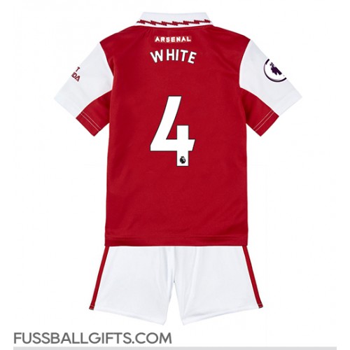 Arsenal Benjamin White #4 Fußballbekleidung Heimtrikot Kinder 2022-23 Kurzarm (+ kurze hosen)